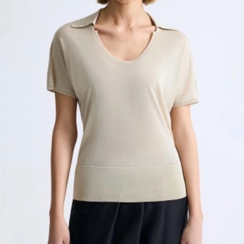 COS Cream Short Sleeve Women's knit polo sweater- Small